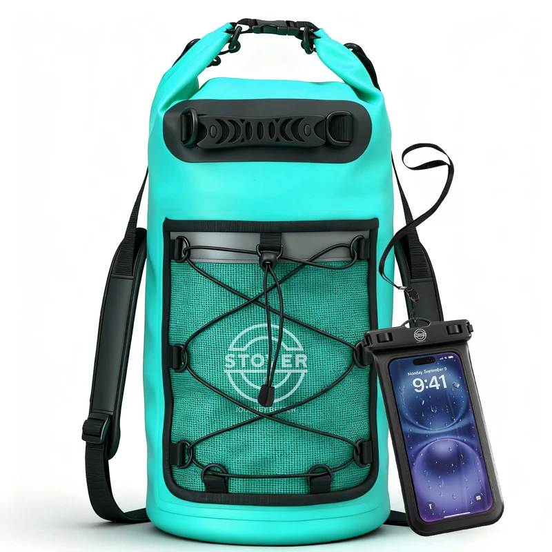 STOVER Waterproof Dry Bag with Phone Case (25L, Teal)